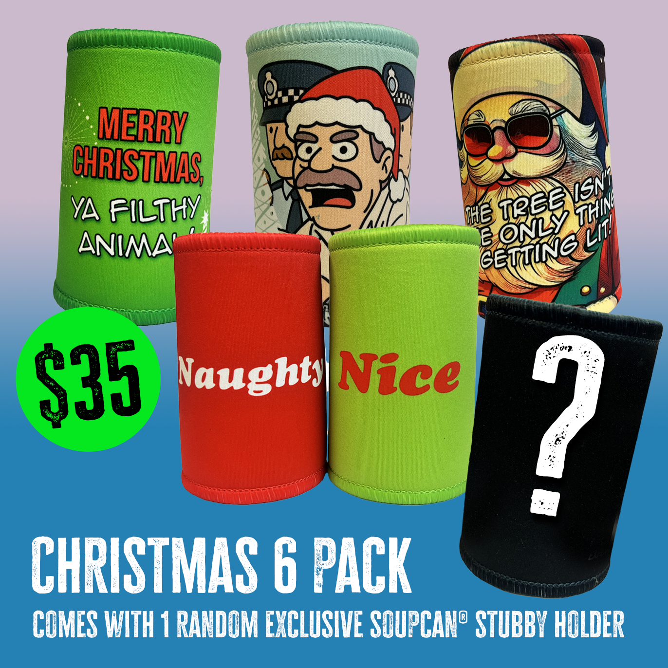6 x Christmas Stubby holders