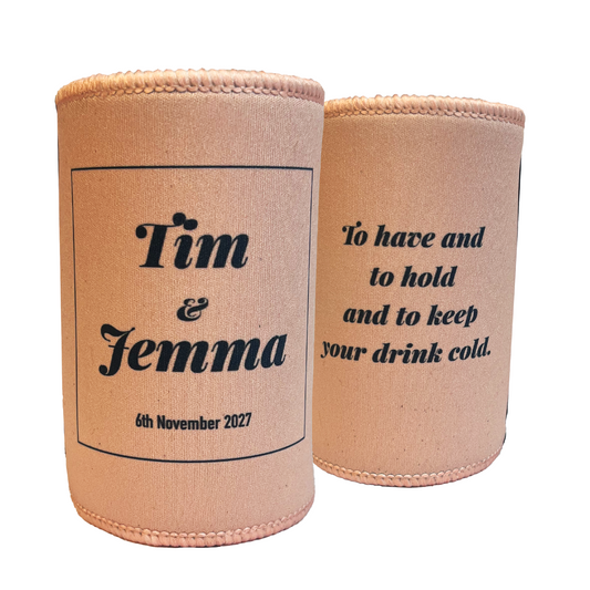 Vintage Dusty Pink Wedding Stubby Holders