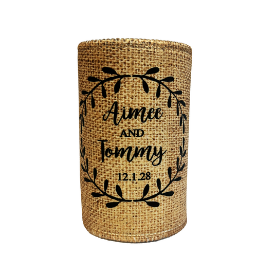 Hessian Vintage Wedding Stubby Holders