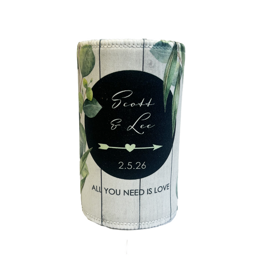 Gum Leaves Vintage Wedding Stubby Holders