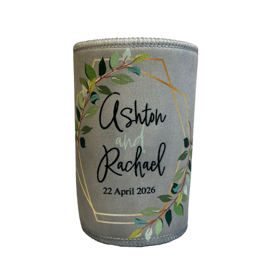 Vintage Hexagon Wedding Stubby Holders