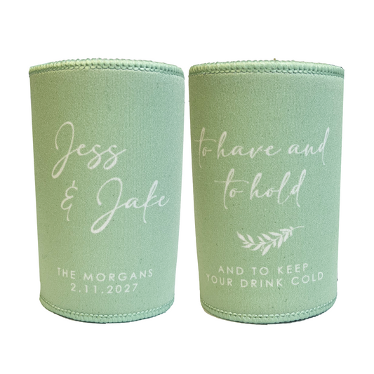 Mint Vintage Wedding Stubby Holders